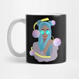 black girl with blue birthday gift Mug